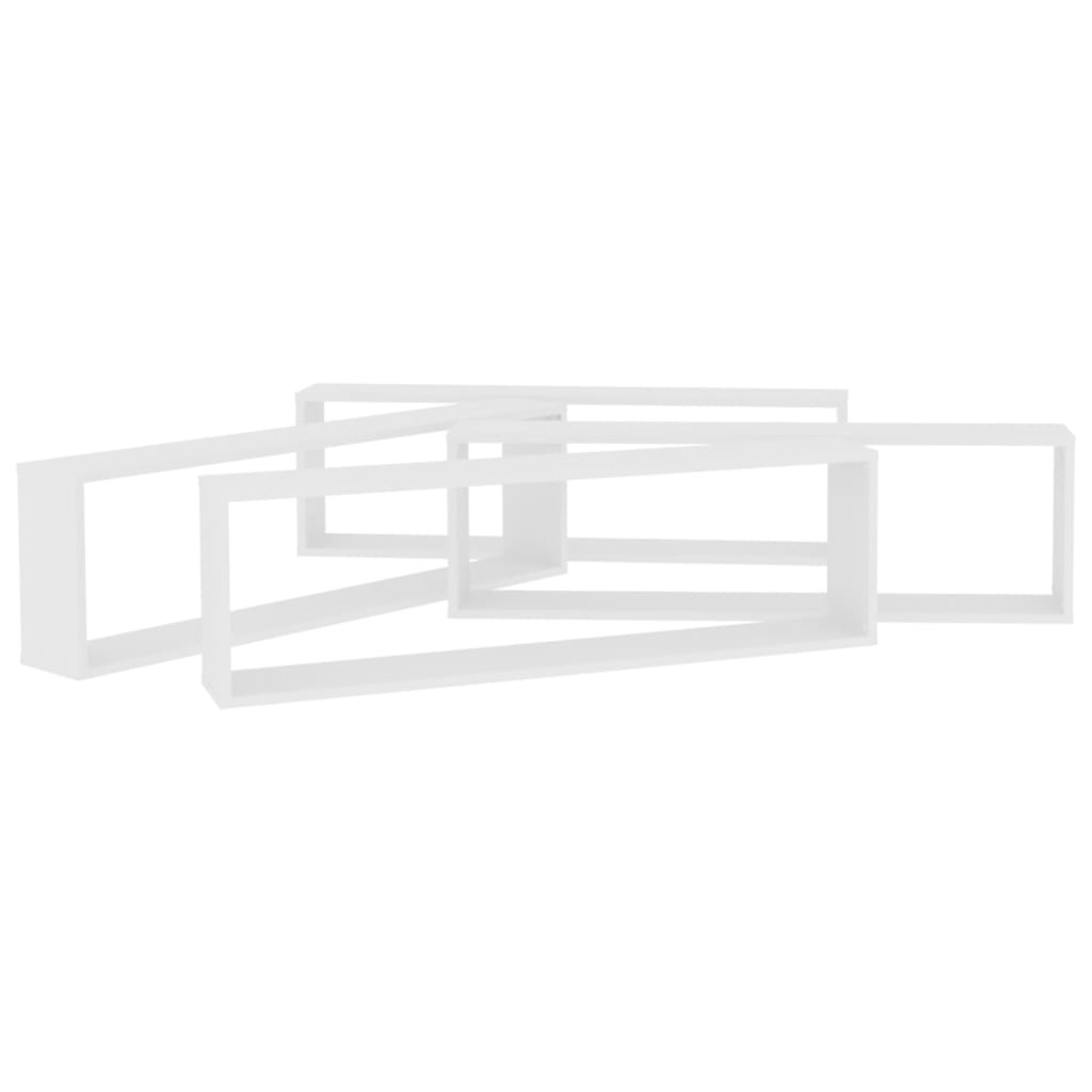 VidaXL Wandschappen kubus 4 st 100x15x30 cm bewerkt hout wit
