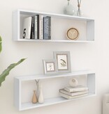 VidaXL Wandschappen kubus 2 st 100x15x30 cm bewerkt hout wit