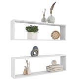 VidaXL Wandschappen kubus 2 st 100x15x30 cm bewerkt hout wit