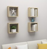 VidaXL Wandschappen kubus 4 st 30x15x30 cm sonoma eikenkleurig