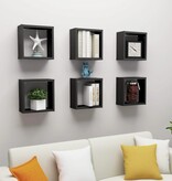VidaXL Wandschappen kubus 6 st 30x15x30 cm zwart