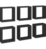 VidaXL Wandschappen kubus 6 st 30x15x30 cm zwart