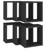 VidaXL Wandschappen kubus 6 st 30x15x30 cm zwart