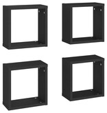 VidaXL Wandschappen kubus 4 st 30x15x30 cm zwart