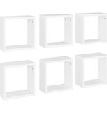 VidaXL Wandschappen kubus 6 st 30x15x30 cm wit