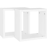 VidaXL Wandschappen kubus 2 st 30x15x30 cm wit