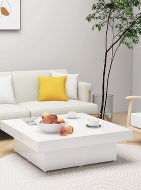 VidaXL Salontafel 90x90x28 cm bewerkt hout hoogglans wit