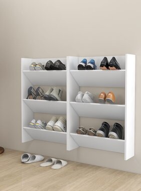 VidaXL Wandschoenenkasten 2 st 60x18x90 cm spaanplaat wit