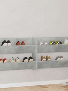 VidaXL Wandschoenenkasten 2 st 80x18x60 cm spaanplaat betongrijs