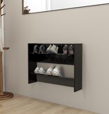 VidaXL Wandschoenenkast 80x18x60 cm bewerkt hout zwart