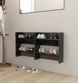 VidaXL Wandschoenenkasten 2 st 60x18x60 cm hout hoogglans zwart