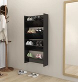 VidaXL Wandschoenenkasten 2 st 60x18x60 cm hout hoogglans zwart