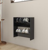 VidaXL Wandschoenenkast 60x18x60 cm bewerkt hout hoogglans zwart
