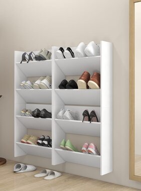 VidaXL Wandschoenenkasten 4 st 60x18x60 cm bewerkt hout wit