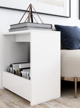 VidaXL Bijzettafel 50x26x50 cm bewerkt hout wit