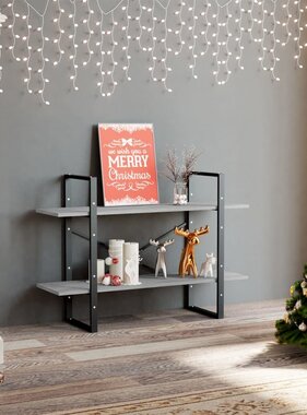 VidaXL Boekenkast met 2 schappen 100x30x70 cm spaanplaat betongrijs
