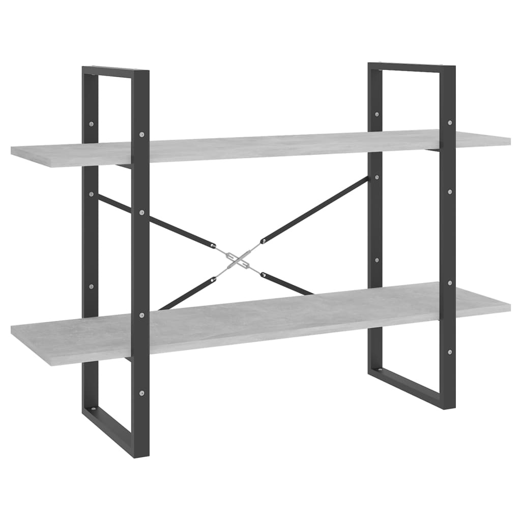 VidaXL Boekenkast met 2 schappen 100x30x70 cm spaanplaat betongrijs
