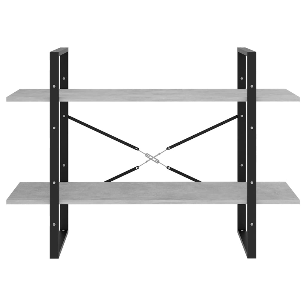 VidaXL Boekenkast met 2 schappen 100x30x70 cm spaanplaat betongrijs