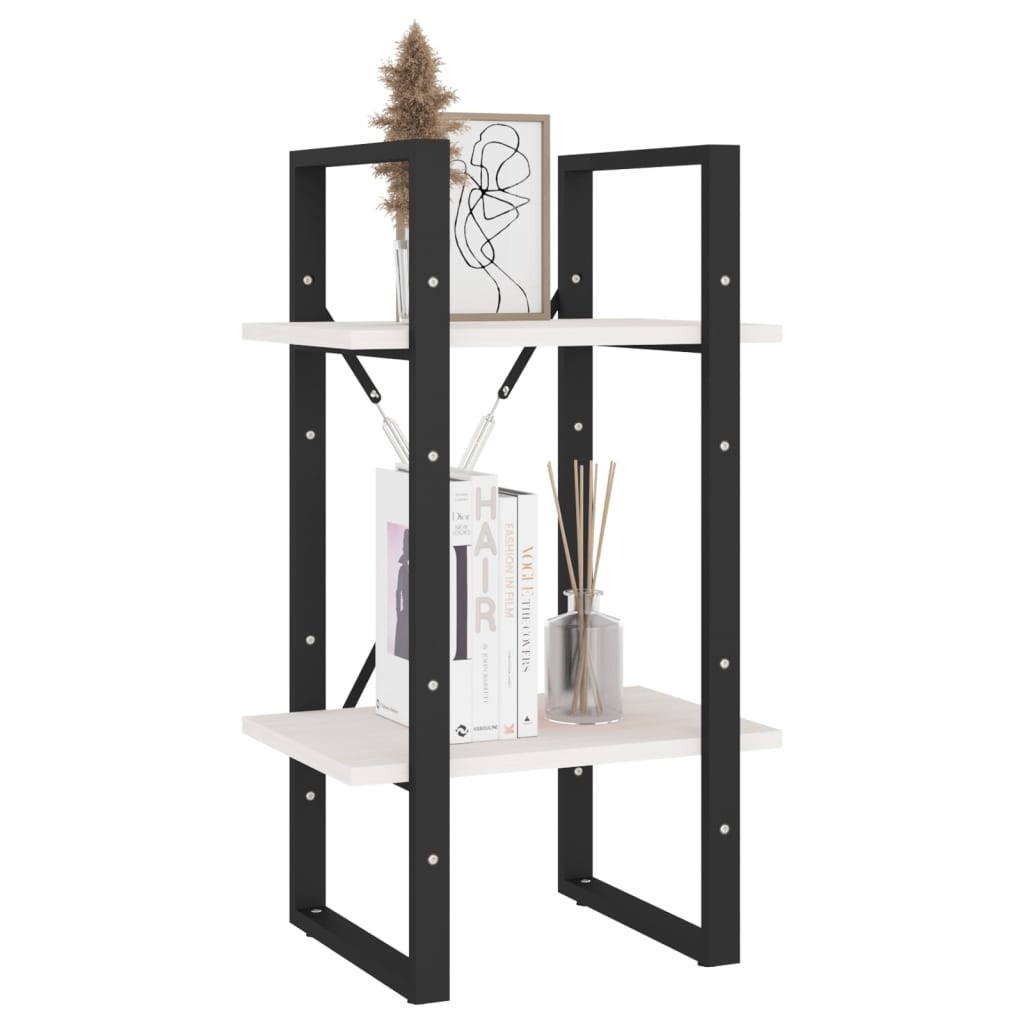 VidaXL Boekenkast met 2 schappen 40x30x70 cm massief grenenhout wit