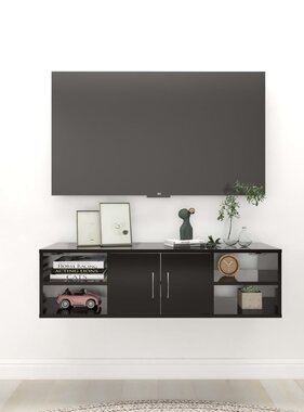 VidaXL Wandschap 102x30x29 cm bewerkt hout zwart