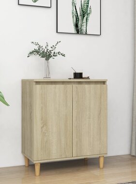 VidaXL Dressoir met houten poten 60x35x70 cm bewerkt hout sonoma eiken