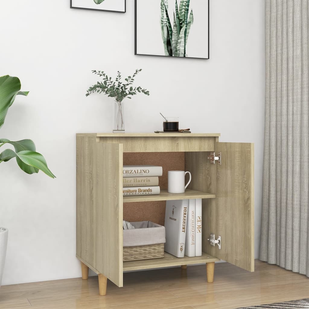 VidaXL Dressoir met houten poten 60x35x70 cm bewerkt hout sonoma eiken