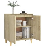 VidaXL Dressoir met houten poten 60x35x70 cm bewerkt hout sonoma eiken