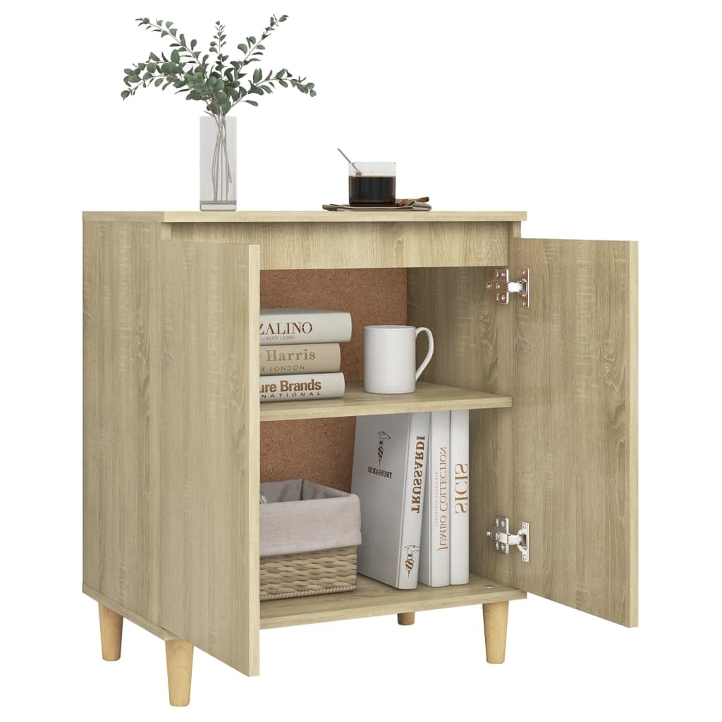 VidaXL Dressoir met houten poten 60x35x70 cm bewerkt hout sonoma eiken