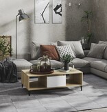 VidaXL Salontafel 103,5x60x35 cm bewerkt hout wit en sonoma eikenkleur