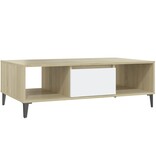 VidaXL Salontafel 103,5x60x35 cm bewerkt hout wit en sonoma eikenkleur