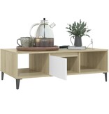 VidaXL Salontafel 103,5x60x35 cm bewerkt hout wit en sonoma eikenkleur