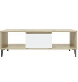VidaXL Salontafel 103,5x60x35 cm bewerkt hout wit en sonoma eikenkleur