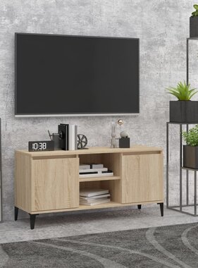 VidaXL Tv-meubel met metalen poten 103,5x35x50 cm sonoma eikenkleurig