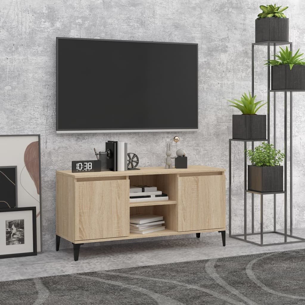 VidaXL Tv-meubel met metalen poten 103,5x35x50 cm sonoma eikenkleurig