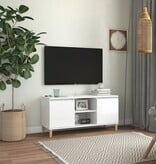 VidaXL Tv-meubel met houten poten 103,5x35x50 cm hoogglans wit