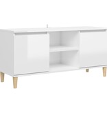 VidaXL Tv-meubel met houten poten 103,5x35x50 cm hoogglans wit
