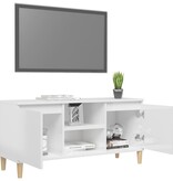 VidaXL Tv-meubel met houten poten 103,5x35x50 cm hoogglans wit