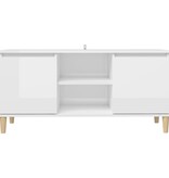 VidaXL Tv-meubel met houten poten 103,5x35x50 cm hoogglans wit