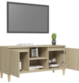 VidaXL Tv-meubel met houten poten 103,5x35x50 cm sonoma eikenkleurig