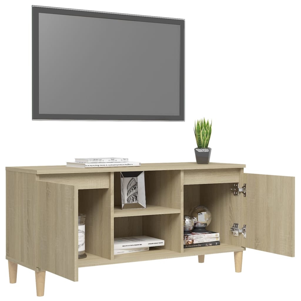 VidaXL Tv-meubel met houten poten 103,5x35x50 cm sonoma eikenkleurig