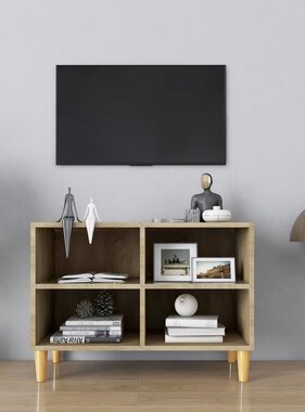 VidaXL Tv-meubel met houten poten 69,5x30x50 cm sonoma eikenkleurig