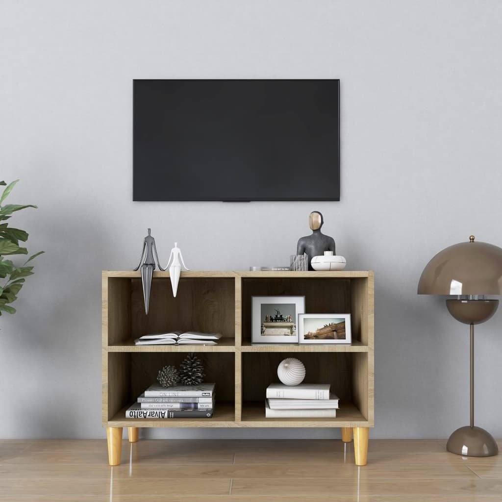 VidaXL Tv-meubel met houten poten 69,5x30x50 cm sonoma eikenkleurig