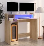 VidaXL Bureau met LED-verlichting 97x45x90 cm hout sonoma eikenkleurig