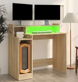VidaXL Bureau met LED-verlichting 97x45x90 cm hout sonoma eikenkleurig