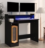 VidaXL Bureau met LED-verlichting 97x45x90 cm bewerkt hout zwart