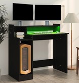 VidaXL Bureau met LED-verlichting 97x45x90 cm bewerkt hout zwart