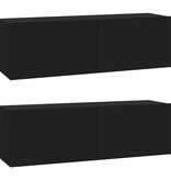 VidaXL Tv-wandmeubels 2 st 100x30x30 cm bewerkt hout zwart