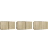 VidaXL Tv-hangmeubelen 3 st 60x30x30 cm sonoma eikenkleurig