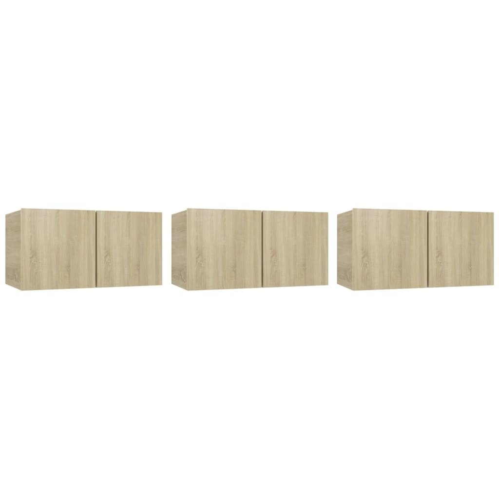 VidaXL Tv-hangmeubelen 3 st 60x30x30 cm sonoma eikenkleurig