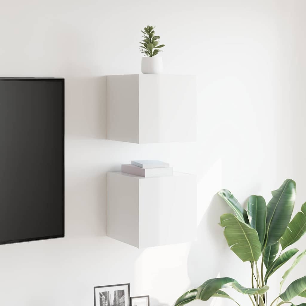 VidaXL Tv-wandmeubelen 2 st 30,5x30x30 cm hoogglans wit